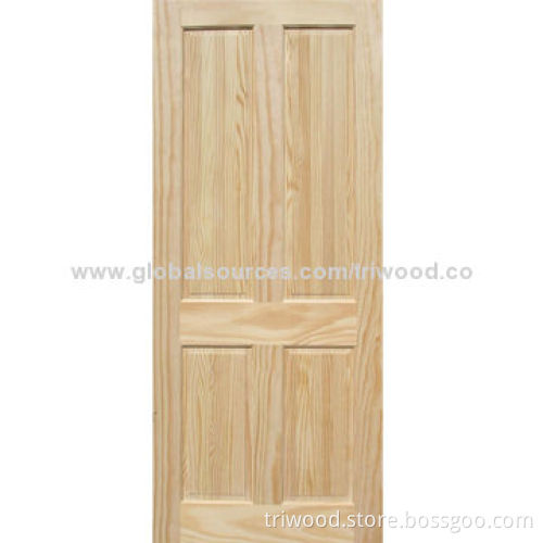 Interior Door of 100% Pine Wood, Eco-friendly Stain, Varnish, Other Wood Types Available
